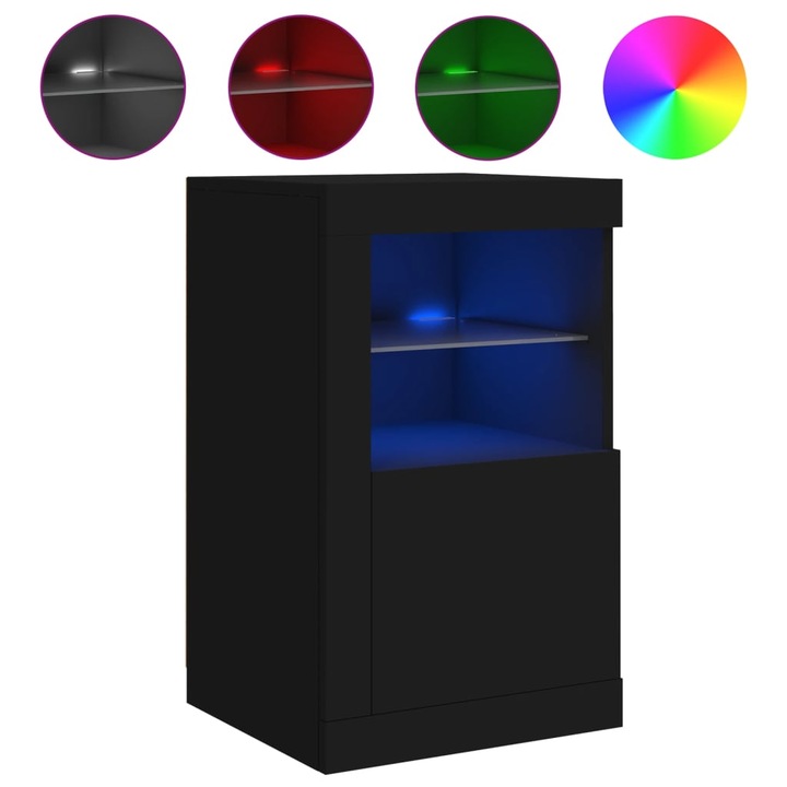 Servanta cu lumini LED vidaXL, negru, 41 x 37 x 67 cm, 836680