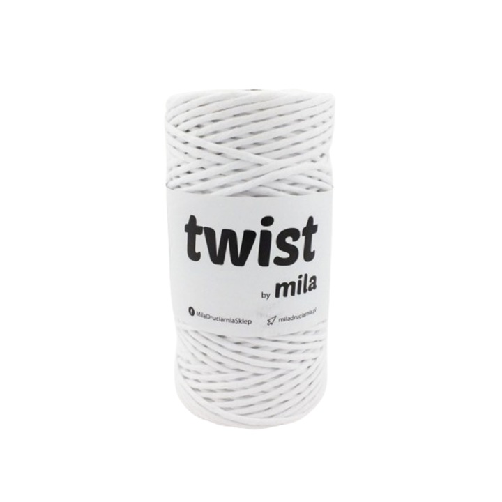 Textilszál, Sznur Twist, 3 mm, fehér