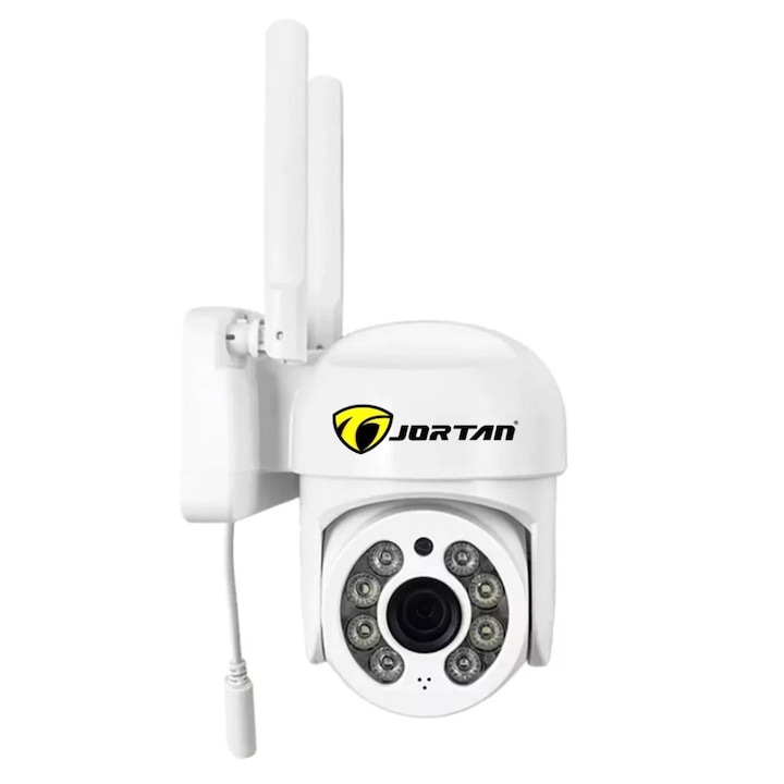 Jortan JT-8161QJ Wi-Fi камера за наблюдение, Ultra HD 4 K, усъвършенствано решение за наблюдение на 355°, сензор за движение, светещи светодиоди, двупосочна комуникация, бял