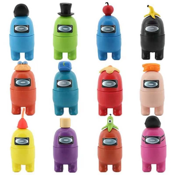 Комплект от 12 фигурки Among Us, PVC, с отделящи се многоцветни части 3+