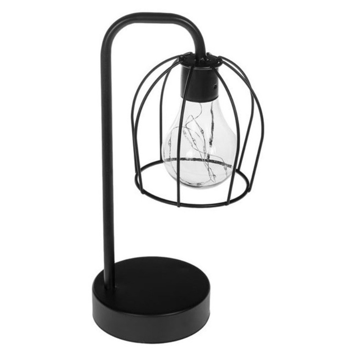 Lampa de masa cu model plasa metalica neagra, 12x25 cm