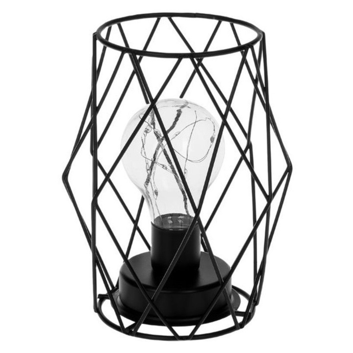 Lampa de masa cu model plasa metalica neagra, 12x12x16.5 cm