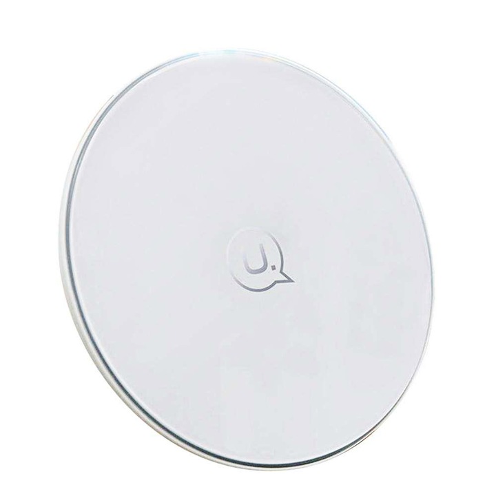 Зарядно устройство Wireless, USAMS US-CD55 Glass, бял