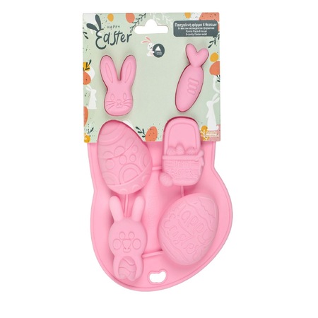 Forma de Paste pentru dulciuri, Silicon, iepurasi, 13x21cm, Roz