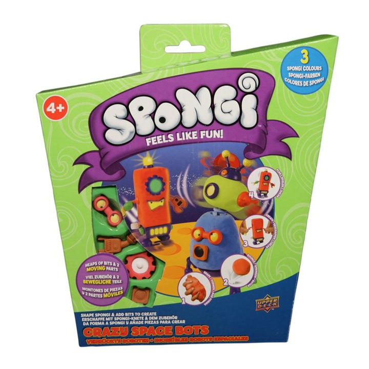 Jucarie creativa, Chippo, Spongi- Crazy Space Bots, Albastru, 4+