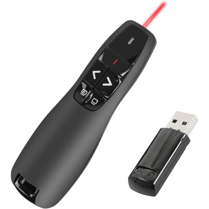 Презентатор JENUOS, Безжичен, USB, 2,4 GHz, Черен