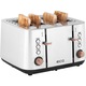 Prajitor de paine ECG ST 4767 Timber, 1850 W, 4 felii, 7 grade de rumenire, otel inoxidabil si elemente din lemn