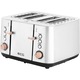 Prajitor de paine ECG ST 4767 Timber, 1850 W, 4 felii, 7 grade de rumenire, otel inoxidabil si elemente din lemn