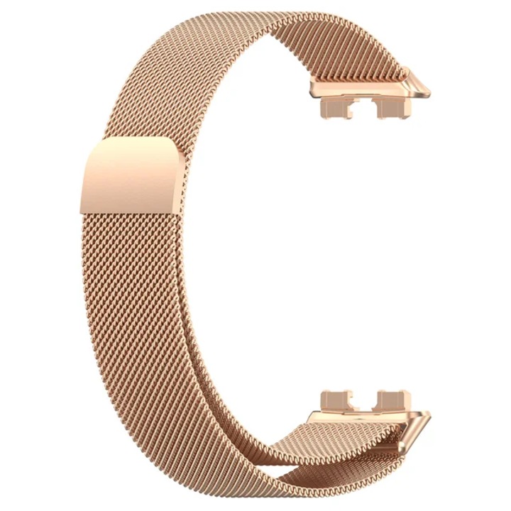 Mágneses lánc VALLEY-77 Huawei Band 8-hoz, milánói fonat, rozsdamentes acél, Rose Gold