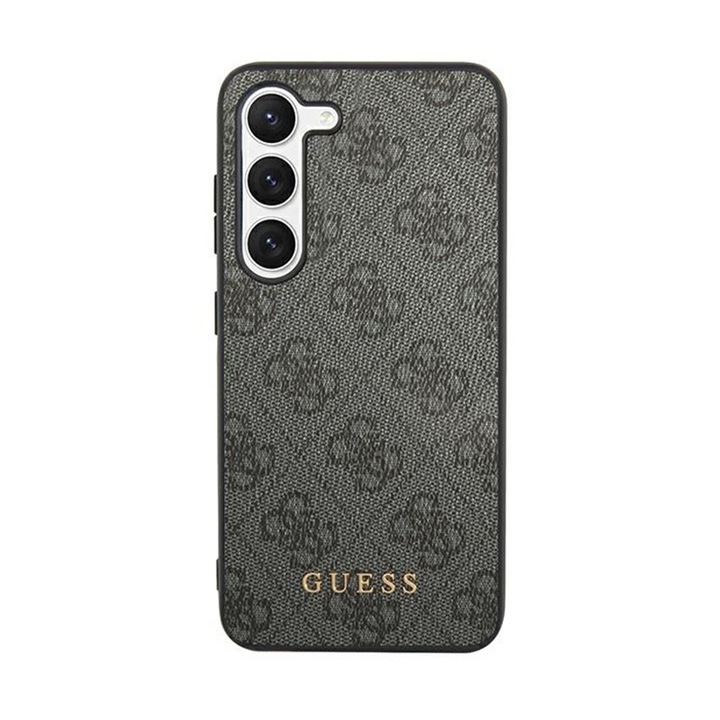 Калъф за телефон Guess 4G Metal Gold Logo за Samsung Galaxy S24 Ultra, пълна защита, черен