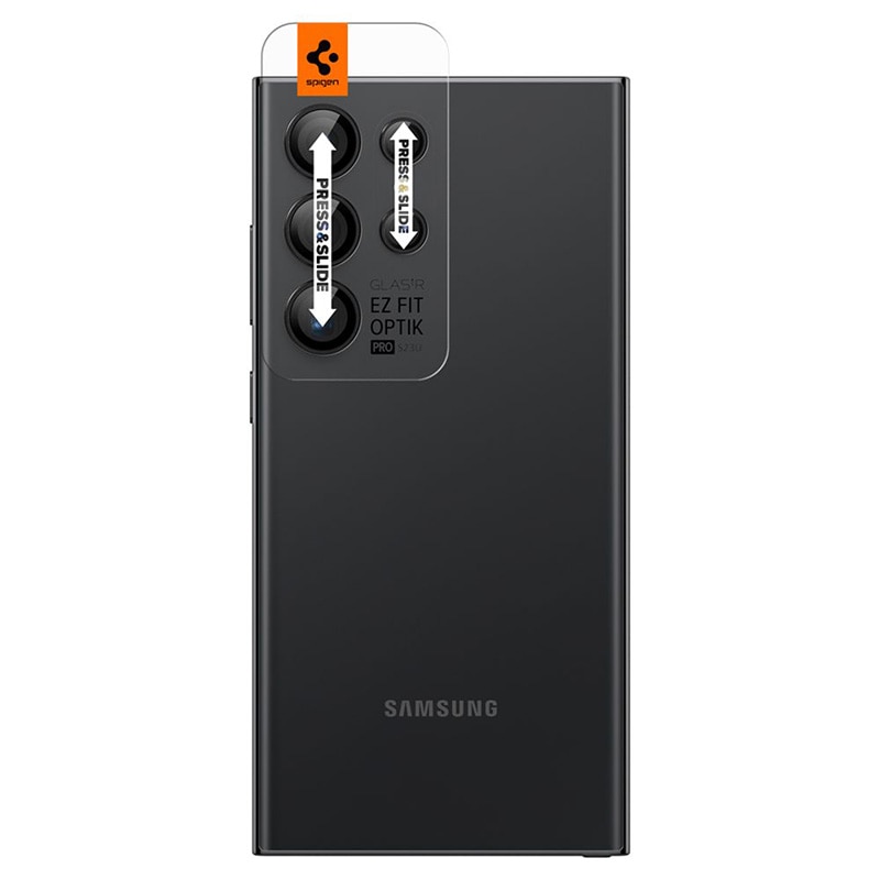 Set 2 folii de protectie camera pentru Samsung Galaxy S24 Ultra, Spigen, Sticla  securizata, Transparent 