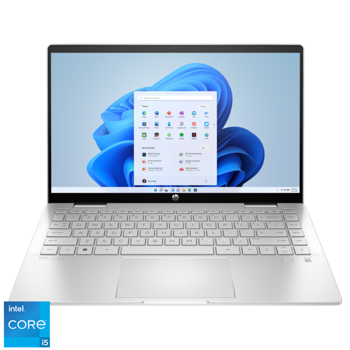 HP Pavilion x360 14-ek1005nh 14.0" FullHD laptop, Intel Core i5 1335U, 16GB, 512GB PCIe SSD, Intel® Iris® Xe, Windows 11, Magyar billentyűzet, Ezüst