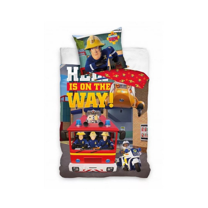 Lenjerie de pat Pompierul Sam 100 x 135 cm, 40 x 60 cm Bumbac