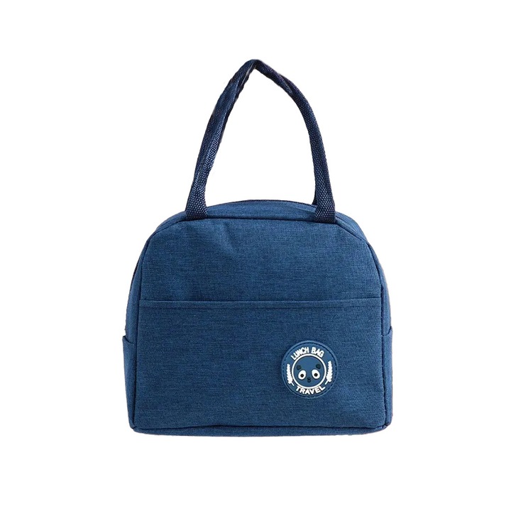 Hőszigetelt uzsonnás táska, vízálló, alumínium fólia szigetelés, 23x21x13 cm, Kék