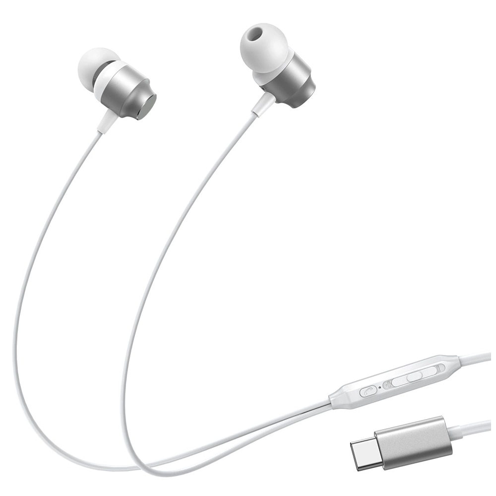 Casti cu fir, Joyroom, USB-C, 10 mm, Alb/Argintiu
