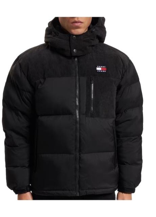 Geaca barbati Tommy Jeans, Poliamida, Negru, Negru, S