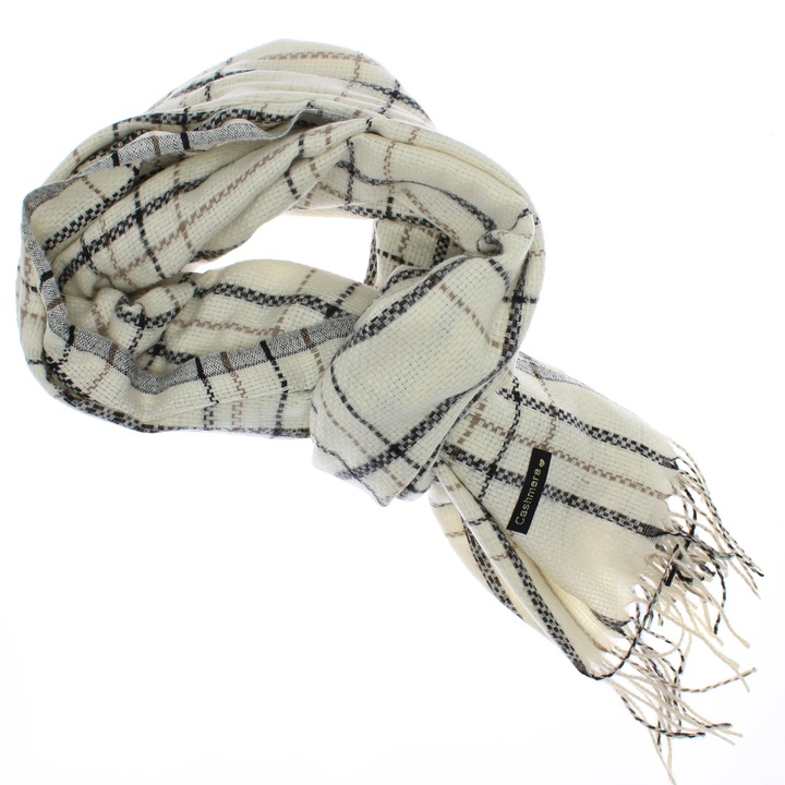 Esarfa dama, casmir, 60x180 cm, Buticcochet, model liniar, Alb - ES2485