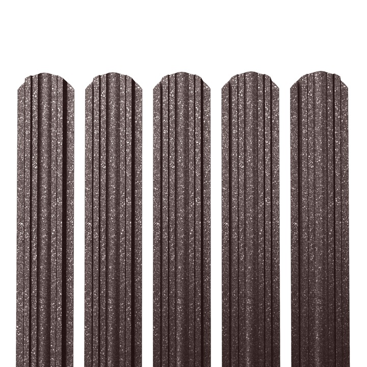 Sipca metalica pentru gard y115-cap rotund, Caretta, Briliant Duo, grosime 0, 6 mm, RAL 8019 (Maro Brun), 600 x 118 mm (Hxl)