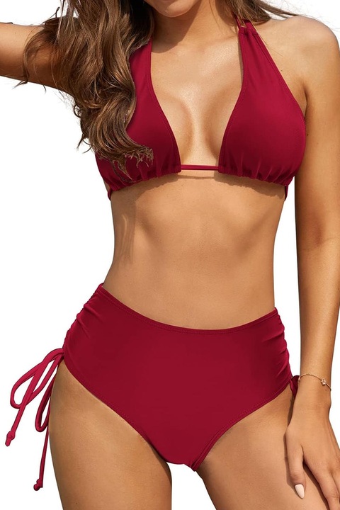 Costum de baie dama, SHEKINI, Poliester, 2 piese, Rosu, S