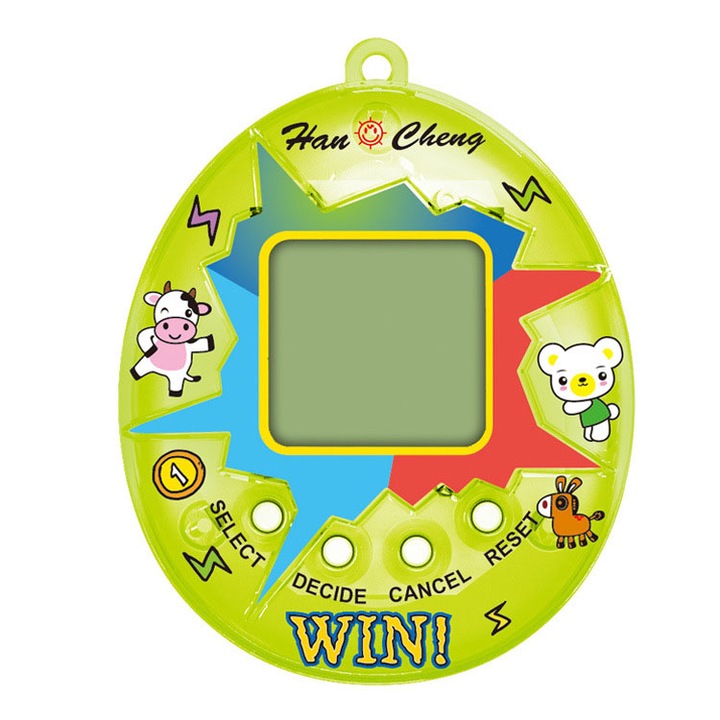 Joc electronic interactiv, JENUOS®, model ou, pentru copii, "Alegeti un animal de companie si cresteti-l", 168 animalut, Verde