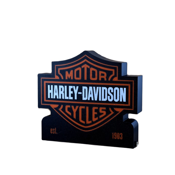 Caseta luminoasa cu logo-ul Harley Davidson cu alimentare la priza, 21x4x19 cm
