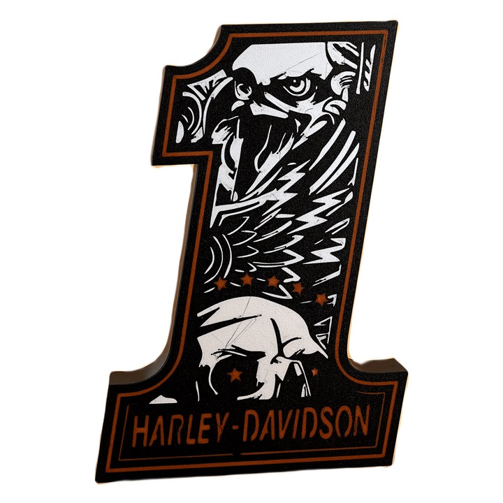 Caseta luminoasa cu logo-ul Harley Davidson cu alimentare la priza, 15x4x23 cm, 3D Market®