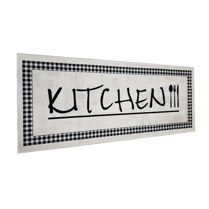 Traversa Bucatarie Kitchen, Crem / Negru, 200 cm x 80 cm, Grosime 9 mm, Atiderapant