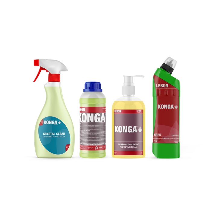 Virágos tisztítószer készlet: Ablakmosószer 750ml + Padlómosószer 1L + Mosogatószer 1L + WC-fertőtlenítő 750ml