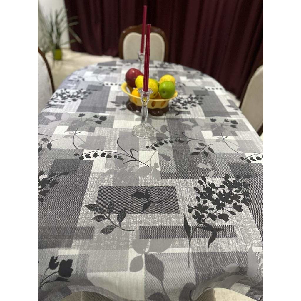 Покривка за маса, щампа, сива, 140/200, 80% памук, 20% полиестер - eMAG.bg
