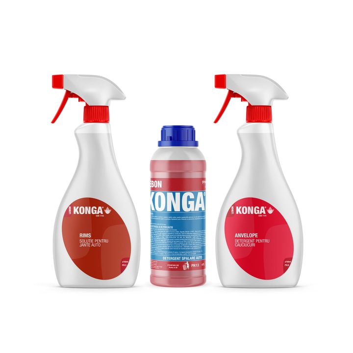 Комплект препарат за кола: активна пяна 1л + препарат за гуми 750 мл + препарат за джанти 750 мл
