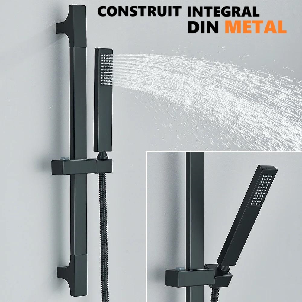 Душ гарнитура за вграждане, с 3 функции на потока и душ слушалка 40×40 ...