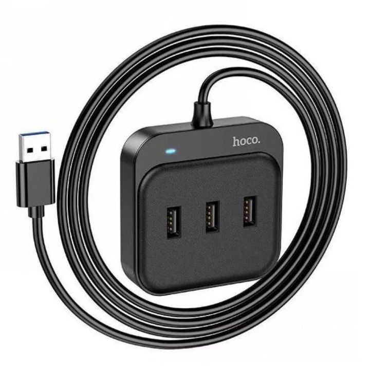 Кабелен хъб с 4 USB порта, Hoco HB31 Easy, черен