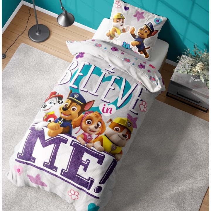 Detexpol 2 részes ágyneműgarnitúra, Paw Patrol, Pamut, 140x200cm/70x80cm, Többszínű