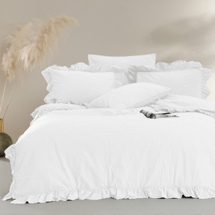 Lenjerie de pat luxoasa din bumbac, culoare crem 200x220(P) SPALAT (1)