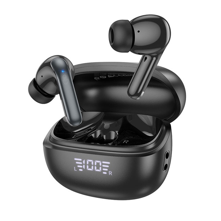 Hoco EQ5 TWS Bluetooth 5.3 vezeték nélküli In-Ear fülhallgató, zajszűrős, fekete