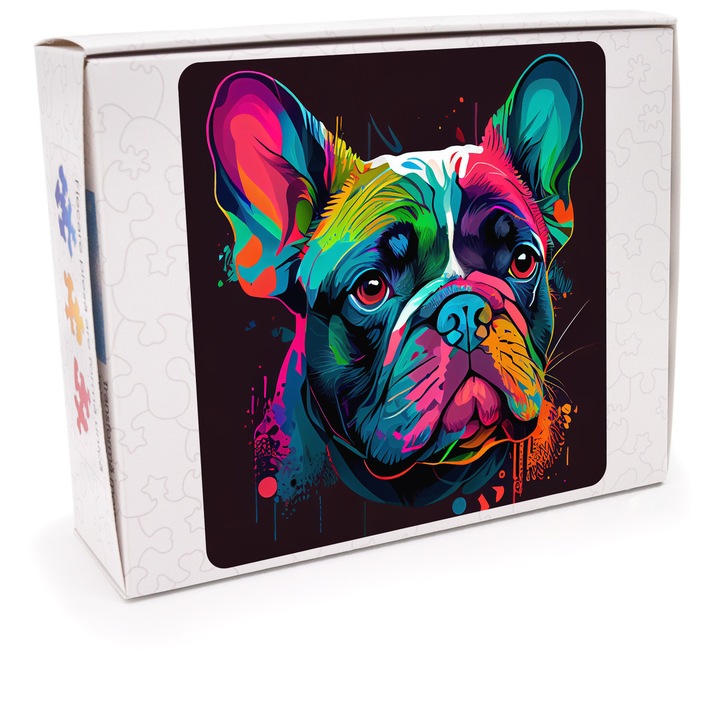 Puzzle din lemn, French Bulldog 1, 200 piese, 30 x 30 cm, Cutie Carton