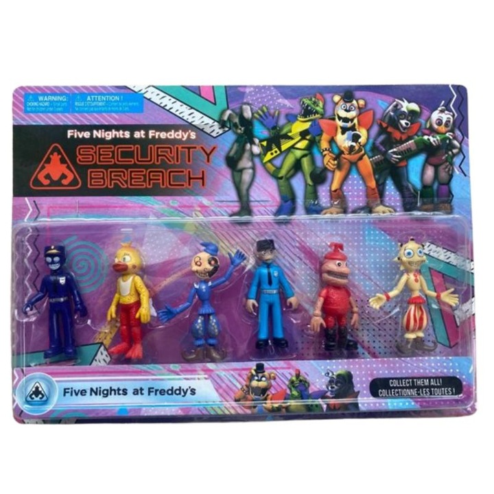6 db-os figurából álló készlet Five night at Freddy's, Security Breach, 9 cm, 3 év+, kék