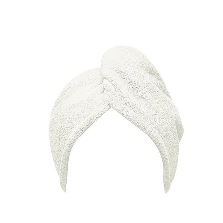 Микрофибърна тюрбан кърпа, 65 х 25 см, за бързо изсушаване на косата, бяла - Feike®