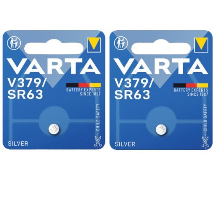 Set 2 baterii 379, SR521SW, SR63, oxid argint, 1.55V, Varta