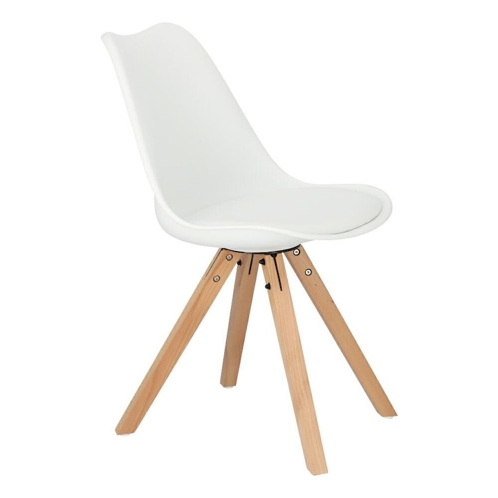 Scaun, ArtPro, Lemn, Alb/Maro