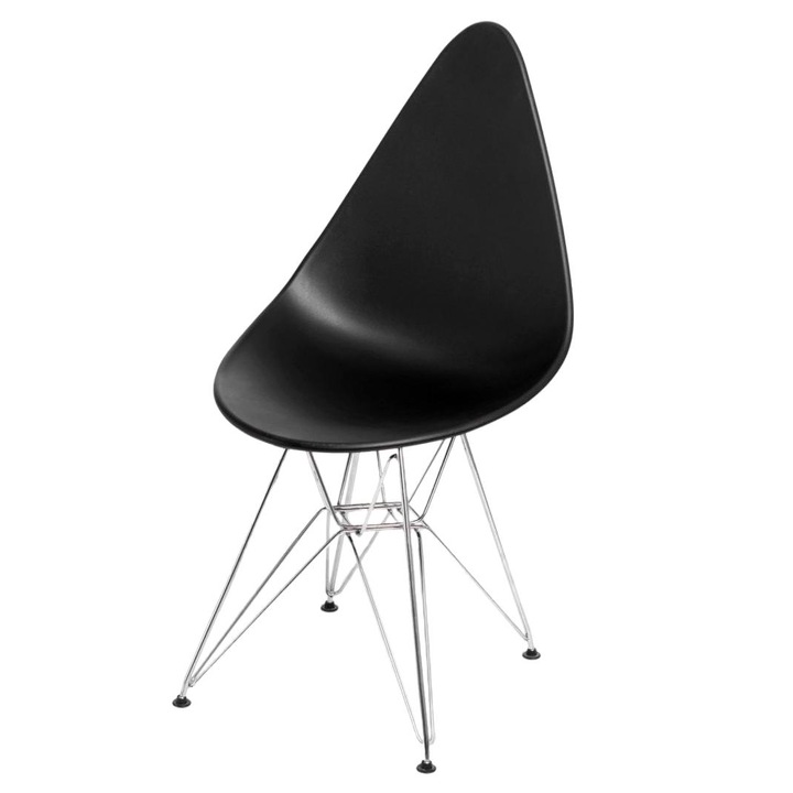 Scaun de bucatarie, ArtPro, Metal/Polipropilena, 45.5 x 49.5 x 88 cm, Negru