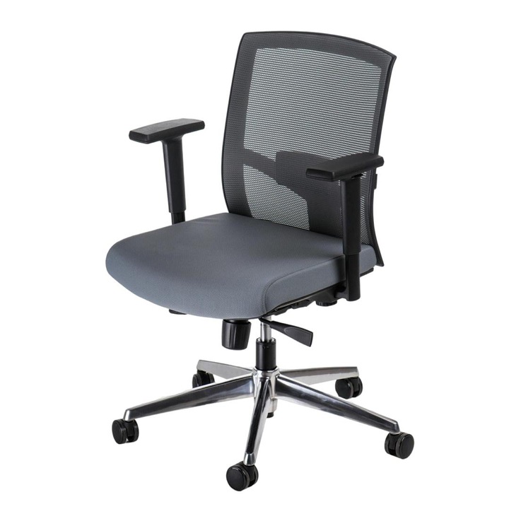 Scaun de birou, ArtPro, Aluminiu/Textil, Ergo, 52 x 69 x 136cm, Gri