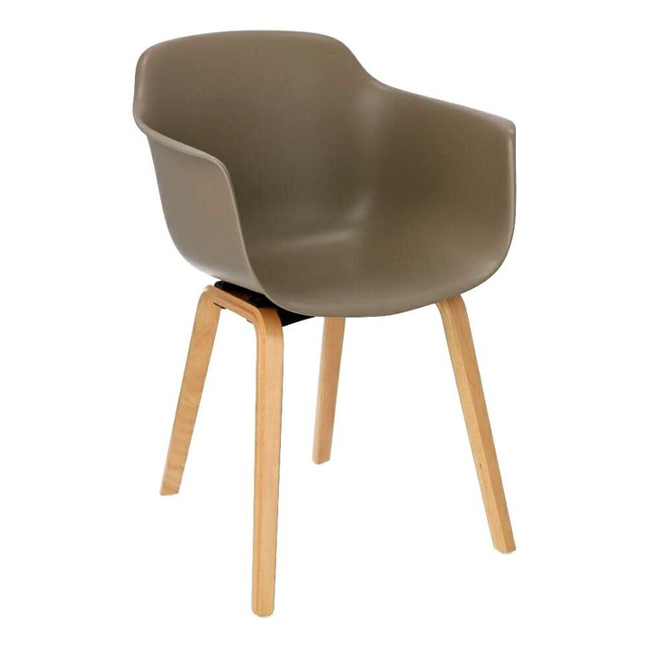 Scaun, ArtPro, Plastic/Lemn, 56x55x80cm, Maro