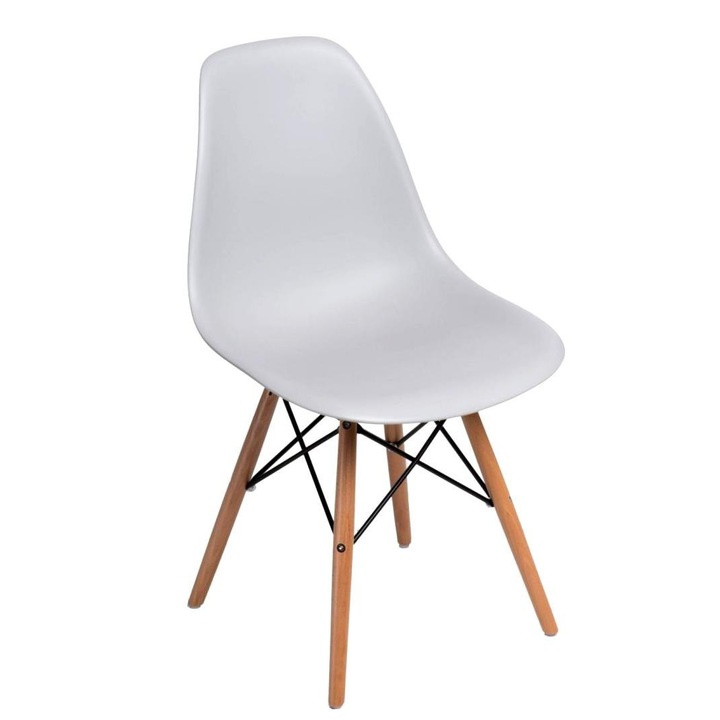 Scaun living, ArtPro, Lemn/Metal, 54 cm, Bej/Alb