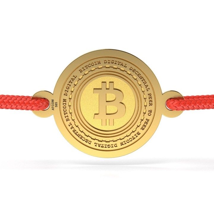 Bratara din aur galben cu snur model Bitcoin