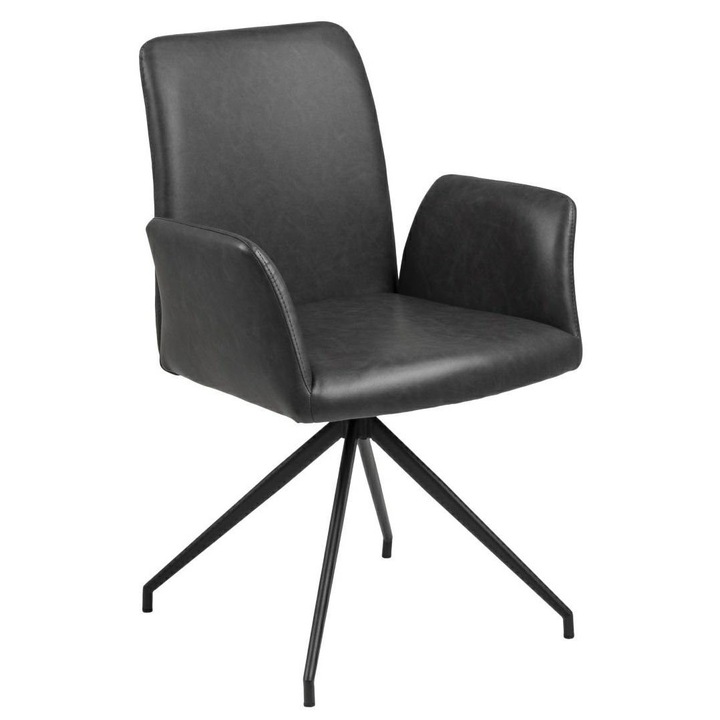 Scaun tapitat, ArtPro, Toll, Piele ecologica/Metal, Negru