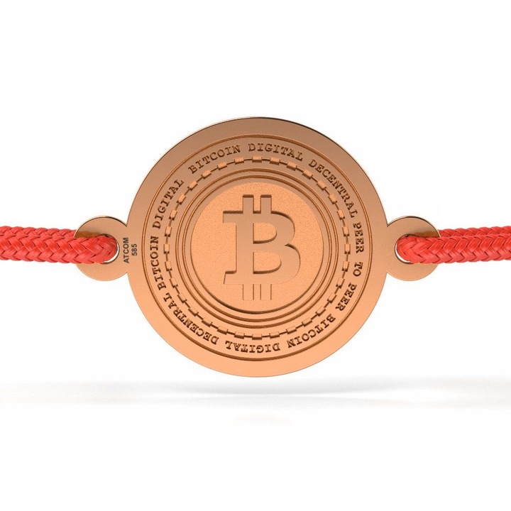 Bratara din aur roz cu snur model Bitcoin