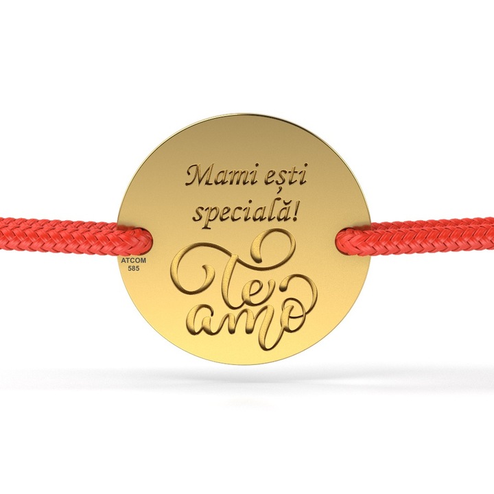 Bratara din aur galben cu snur model Te Amo