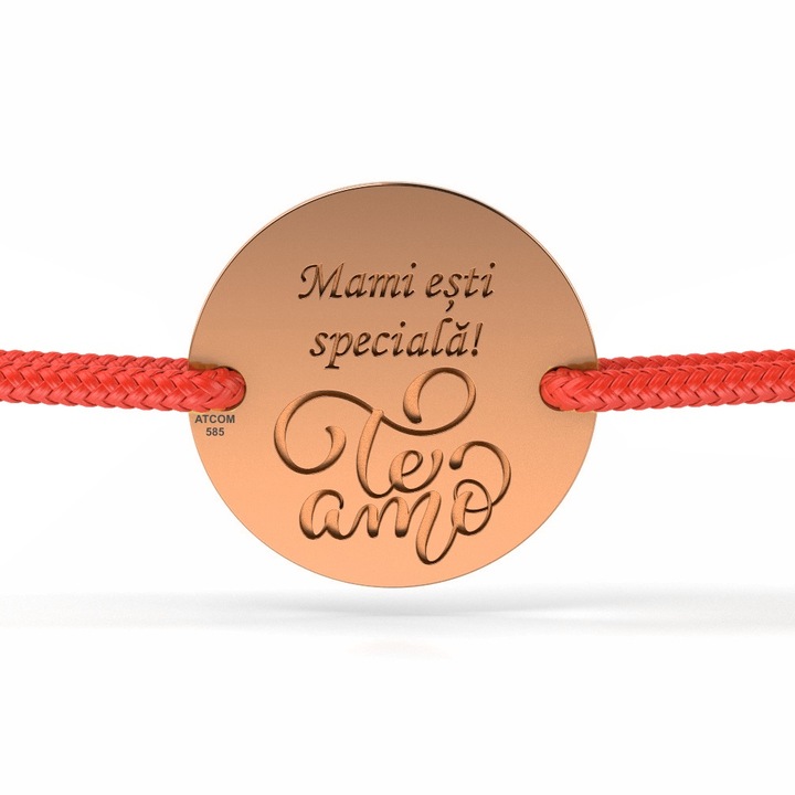 Bratara din aur roz cu snur model Te Amo