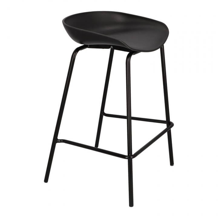 Scaun de bar, ArtPro, Metal/Polipropilena, Negru